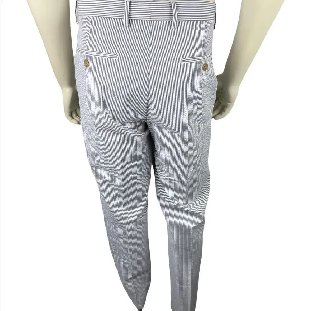 NWOT J. Crew Black/White Classic Seersucker Flat-Front Slacks Size 32